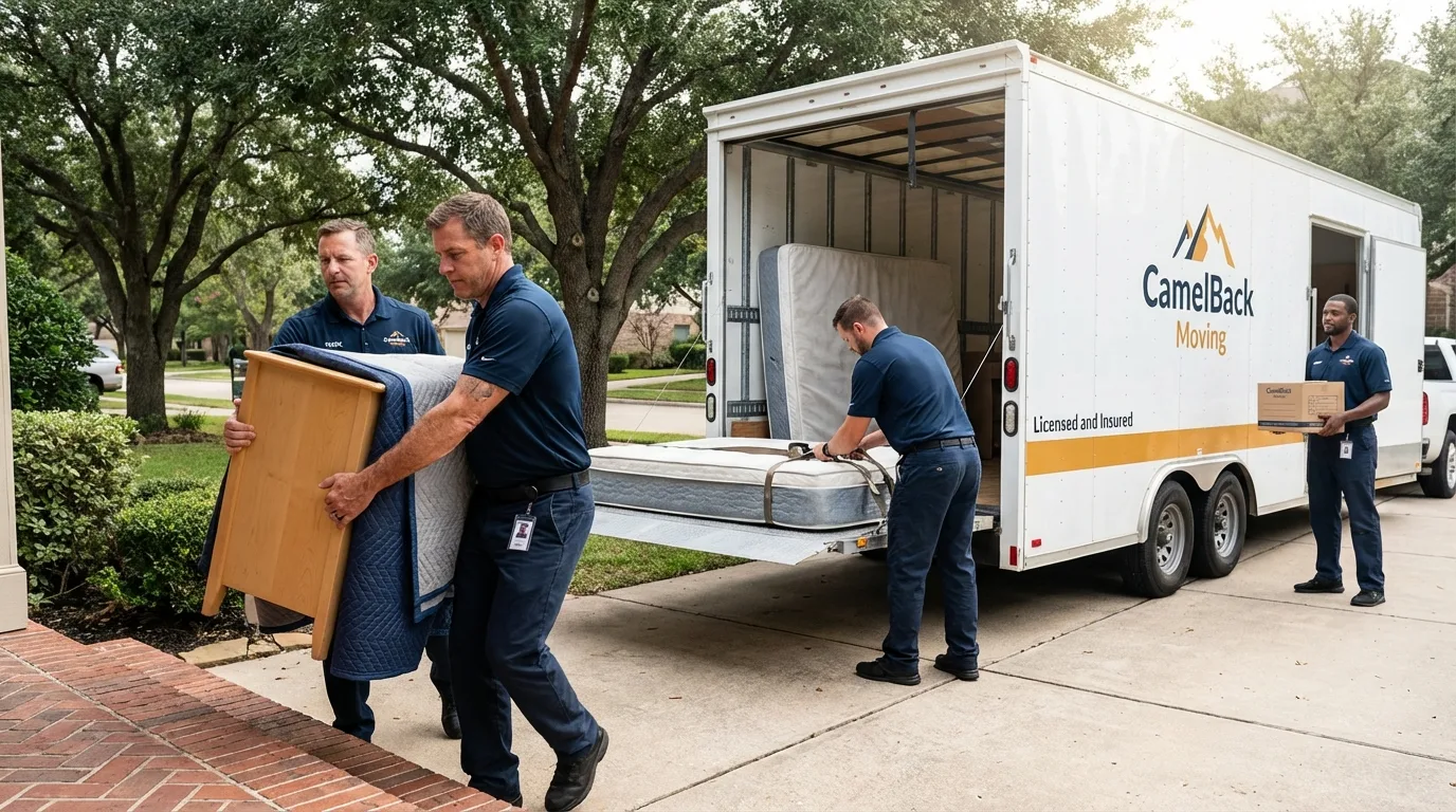 Crew loading residential truck for cross-state move from Rutland, VT